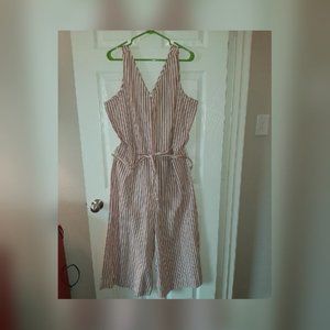 Linen/Cotton Jumper Burnt Orange and Cream Size XL